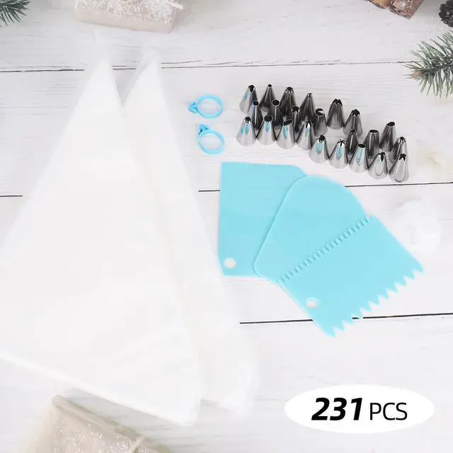 Alt view image 4 of 7 - Piping Bags and Tips Set 12 in 200 Piping Bag, 231 Pcs Frosting Piping Kit