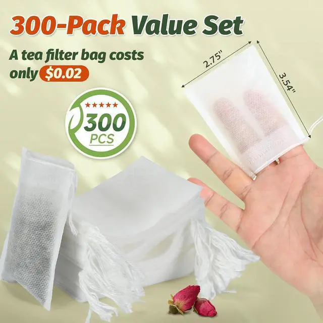 Alt view image 2 of 7 - Empty Tea Bags for Loose Leaf Tea, 300Pcs Disposable Tea Infuser Sachets