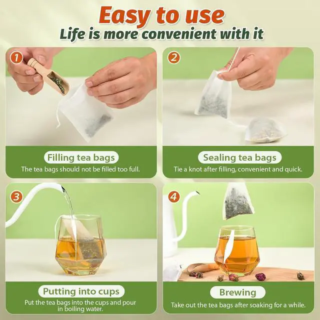 Alt view image 3 of 7 - Empty Tea Bags for Loose Leaf Tea, 300Pcs Disposable Tea Infuser Sachets