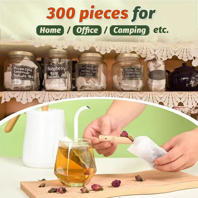 Alt view image 7 of 7 - Empty Tea Bags for Loose Leaf Tea, 300Pcs Disposable Tea Infuser Sachets