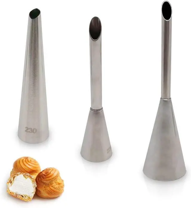 Main image of 3 Pcs Filling Piping Tip Set, Stainless Steel, Three Size Options