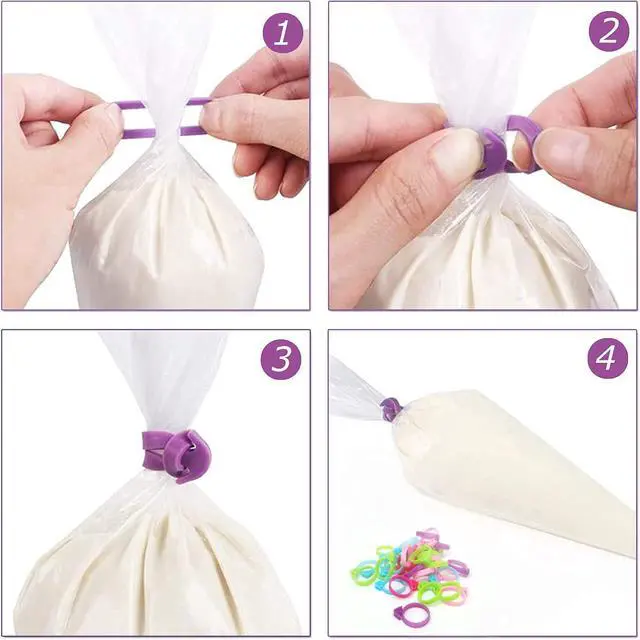 Alt view image 4 of 7 - 30 Pcs Pastry Bag Ties, Silicone Icing Bag Ties, Reusable Piping Bag Ties Decoration Bag Cake and Pastry Supplies Clips, Includes 5 Color. Suitable for Cupcakes Cookies and Pastry Seal (5 Color)
