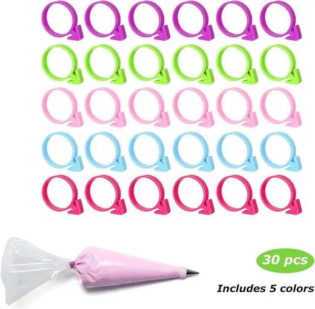 Alt view image 6 of 7 - 30 Pcs Pastry Bag Ties, Silicone Icing Bag Ties, Reusable Piping Bag Ties Decoration Bag Cake and Pastry Supplies Clips, Includes 5 Color. Suitable for Cupcakes Cookies and Pastry Seal (5 Color)