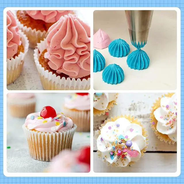 Alt view image 5 of 7 - Kasmoire 8Pcs Large Piping Tips Set,Stainless Steel Icing Tips with 10 Disposable Pastry Bags for Cake Decorating