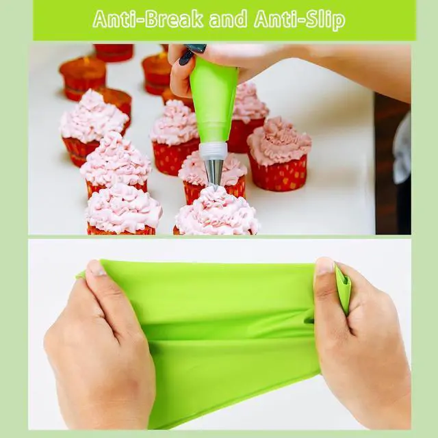 Alt view image 3 of 7 - 35Pcs Piping Bags and Tips Set with 24 Piping Tips,2 Reusable Pastry Bags 12 Inch,Cake Decorating Tips Set for Diy Pastry Dough, Cookie, Cupcake, Cake