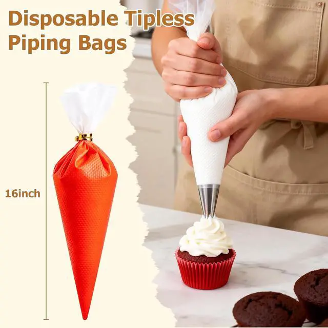 Alt view image 2 of 7 - Tamodan Piping Bags Disposable 16 Inch, 100PCS Pastry Bags Extra Thick, Non-Slip Anti-Burst Frosting Bags for Cake, Cookie & Royal Icing Decorating