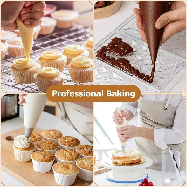 Alt view image 7 of 7 - Tamodan Piping Bags Disposable 16 Inch, 100PCS Pastry Bags Extra Thick, Non-Slip Anti-Burst Frosting Bags for Cake, Cookie & Royal Icing Decorating