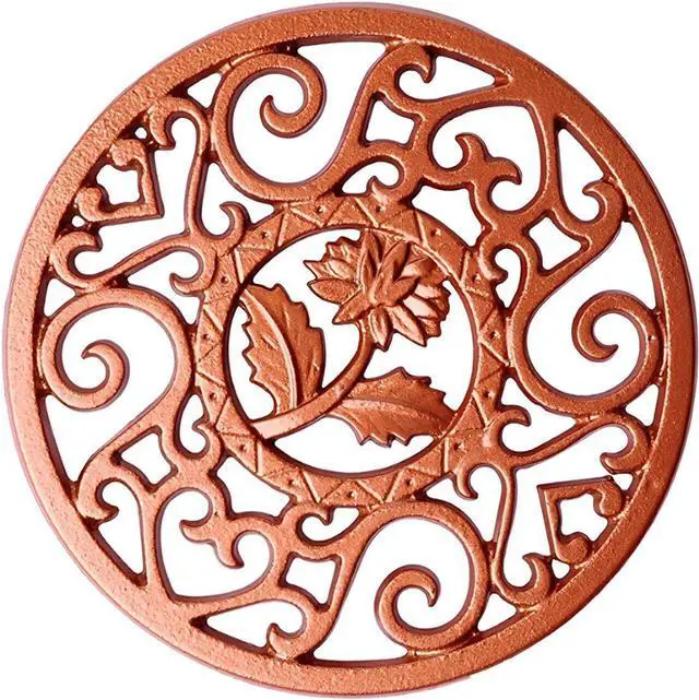 Main image of 1Pcs 4.69Inch Gold Chrysanthemum Iron Cast Trivet for Hot Dishes