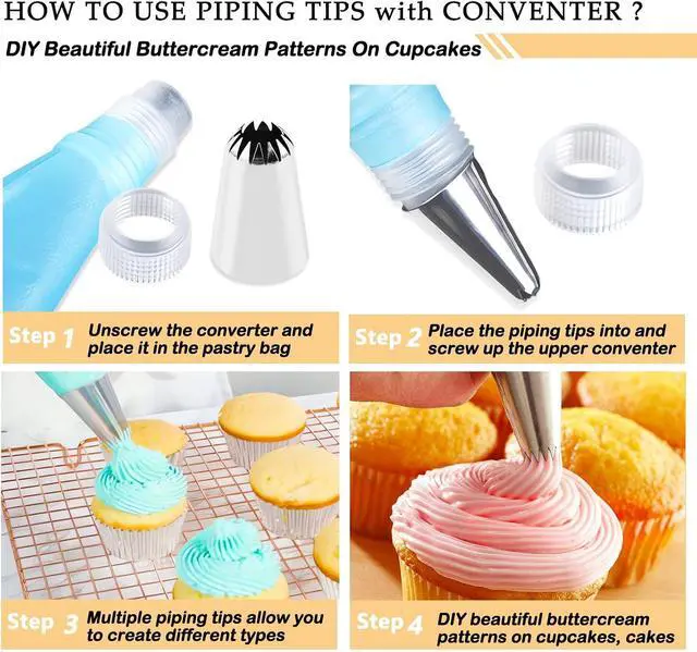 Alt view image 5 of 7 - 12PCS Large Piping Tips Set with Pastry Bag for Cookie, Cake & Cupcake