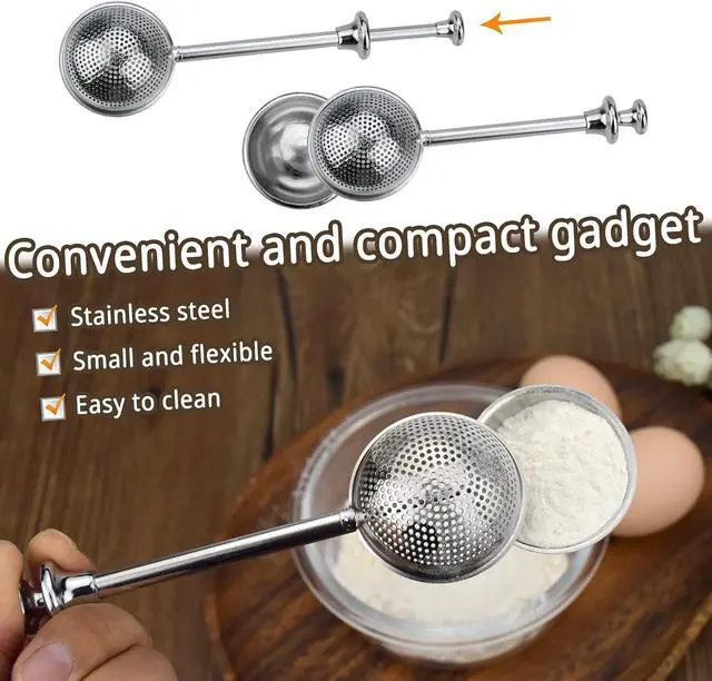 Alt view image 7 of 7 - Powder Sugar Shaker Sifter Duster Baker's Dusting Wand Dispenser for Flour Spices Sugar Tea Strainer Steeper Tea Balls for Loose Tea