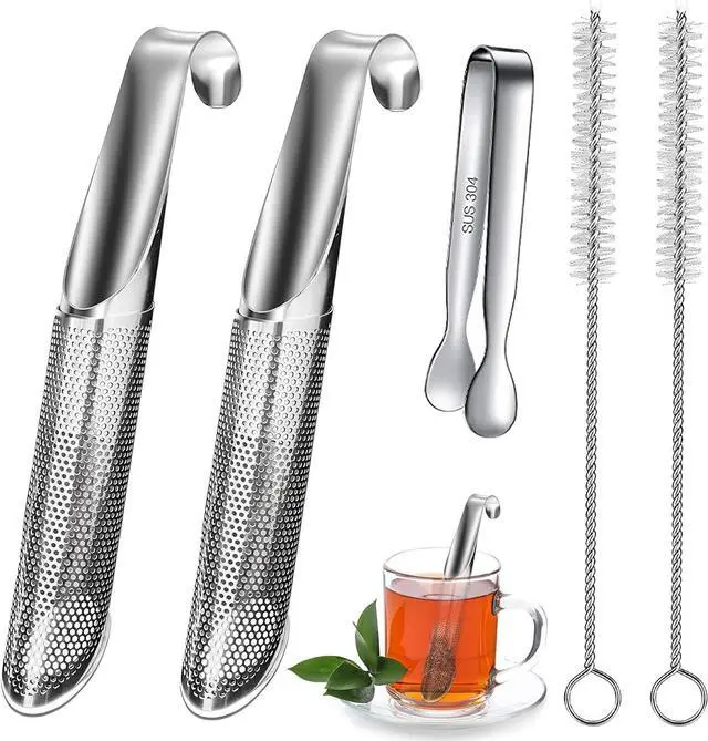 Main image of 2 Pack Tea Infuser, Fine Mesh Tea Infuser for Loose Leaf Tea, Stainless Steel Strainer with 2 Brush and Clip for Loose Leaf Tea