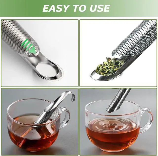 Alt view image 4 of 7 - 2 Pack Tea Infuser, Fine Mesh Tea Infuser for Loose Leaf Tea, Stainless Steel Strainer with 2 Brush and Clip for Loose Leaf Tea