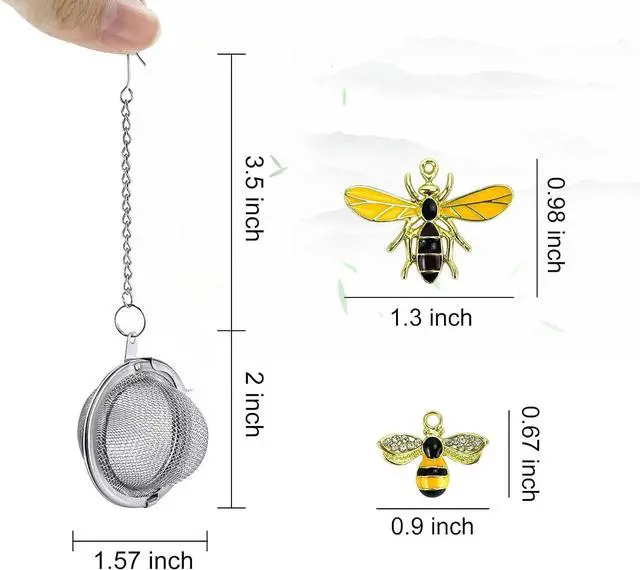 Alt view image 2 of 7 - 2PC Stainless Steel Mesh Tea Infuser,2.1 inch Tea Ball with Honey Bee