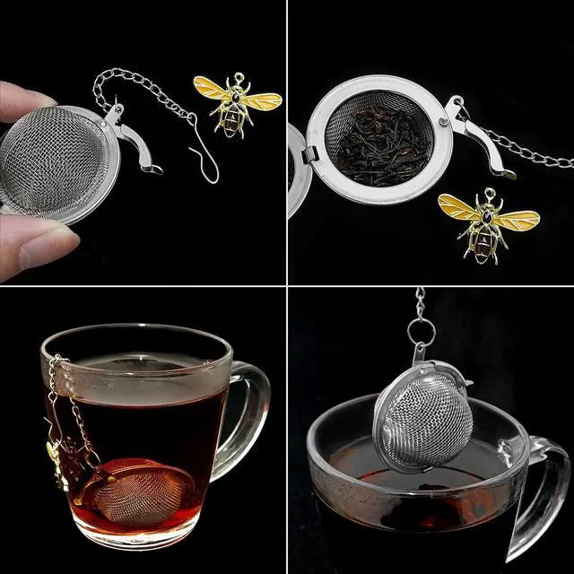 Alt view image 3 of 7 - 2PC Stainless Steel Mesh Tea Infuser,2.1 inch Tea Ball with Honey Bee