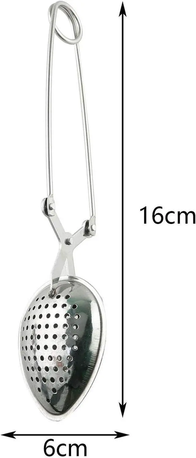Alt view image 2 of 5 - Tegg Tea Infuser 2PCS Stainless Steel Leaves Shape Spices Snap Spoon Tea Filter Strainer With Long Handle for Loose Leaf Tea and Mulling Spices