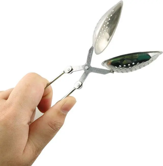 Alt view image 3 of 5 - Tegg Tea Infuser 2PCS Stainless Steel Leaves Shape Spices Snap Spoon Tea Filter Strainer With Long Handle for Loose Leaf Tea and Mulling Spices