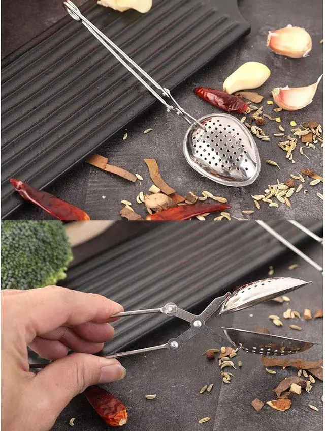 Alt view image 5 of 5 - Tegg Tea Infuser 2PCS Stainless Steel Leaves Shape Spices Snap Spoon Tea Filter Strainer With Long Handle for Loose Leaf Tea and Mulling Spices