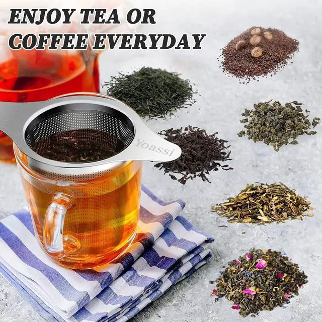 Alt view image 6 of 6 - Extra Fine 18/8 Stainless Steel Tea Infuser Mesh Strainer with Large Capacity & Perfect Size Double Handles for Hanging on Teapots, Mugs, Cups to Steep Loose Leaf Tea and Coffee