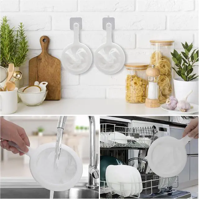 Alt view image 6 of 6 - Premium Multi-Mesh Strainer Set, Nylon and Plastic Fine Mesh Sieve, 100/200 Mesh, 2 Pack, for Tea, Coffee, Nut Milk, Juice, Broth, Smoothies