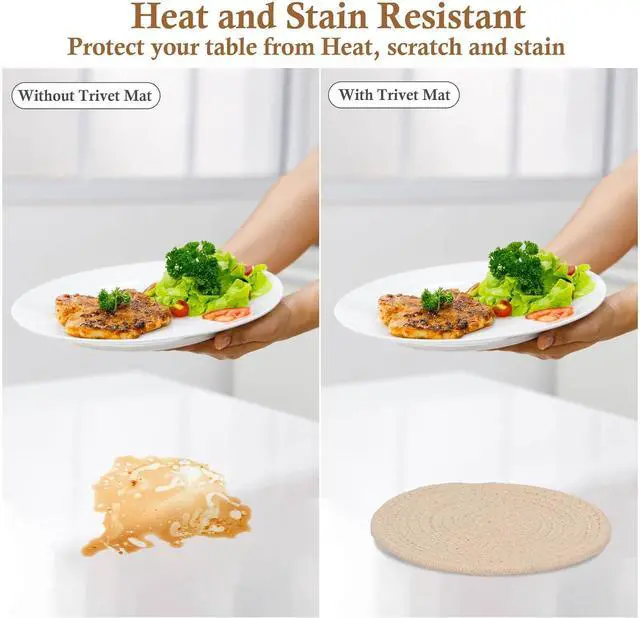 Alt view image 5 of 7 - Billbotk 7" Trivets for Hot Dishes, Hot pots and Pans, 4 Heat Resistant Hot Pads, Pot Holders for Kitchen, Home Essentials for New Home and Farmhouse Decor, Fall Decorations for Home(Brown)