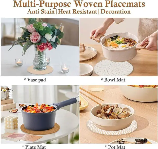 Alt view image 6 of 7 - Billbotk 7" Trivets for Hot Dishes, Hot pots and Pans, 4 Heat Resistant Hot Pads, Pot Holders for Kitchen, Home Essentials for New Home and Farmhouse Decor, Fall Decorations for Home(Brown)