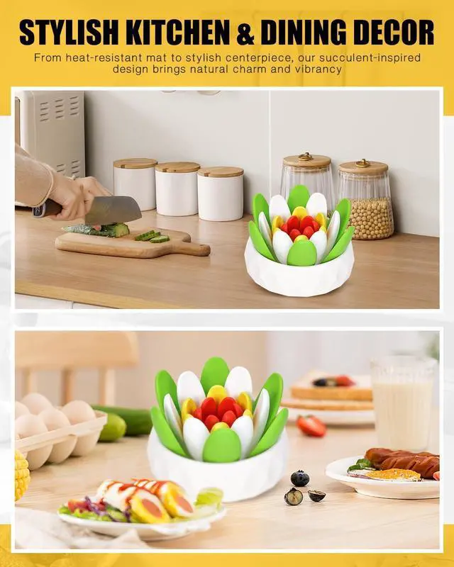 Alt view image 6 of 7 - Silicone Trivets for Hot Dishes, Succulent Shape Trivet Set, Heat-Resistant