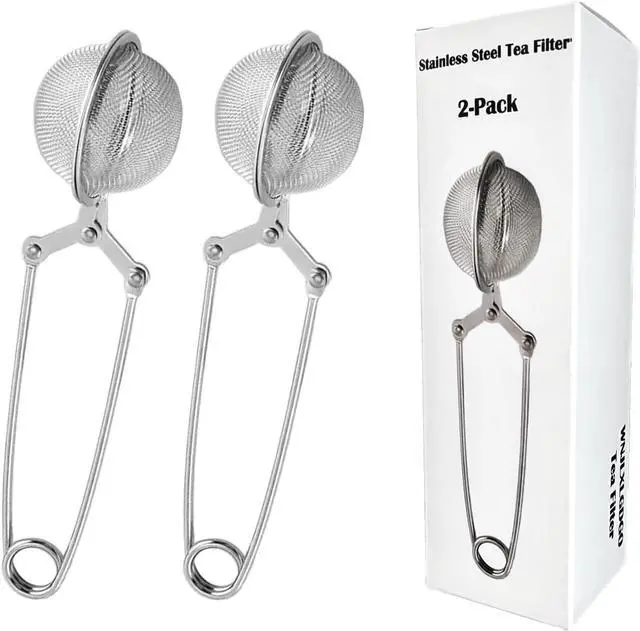 Main image of 2-Pack Tea Ball Infusers, Stainless Steel Fine Mesh Tea Strainer with Long Handle for Loose Leaf Tea, Brewing, Steeping, Herbs, Spices & Seasonings