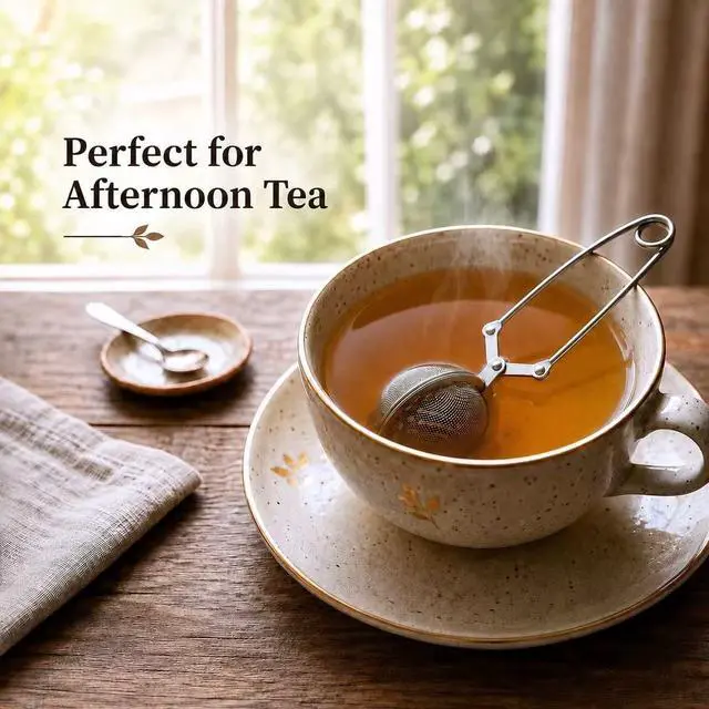 Alt view image 5 of 7 - 2-Pack Tea Ball Infusers, Stainless Steel Fine Mesh Tea Strainer with Long Handle for Loose Leaf Tea, Brewing, Steeping, Herbs, Spices & Seasonings