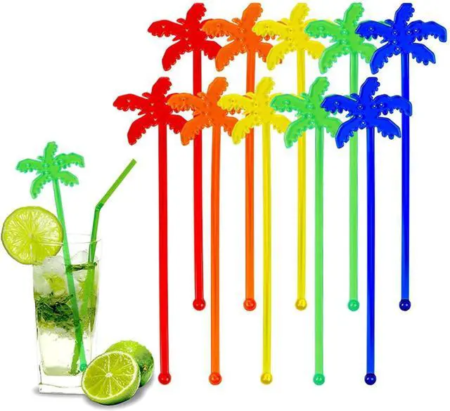 Main image of 50 Pcs Fun Plastic Cocktail Swizzle Sticks Tropical Palm Tree Shaped Cocktail Ice Drink Stirrers for Cocktail Juices Chocolate Milk