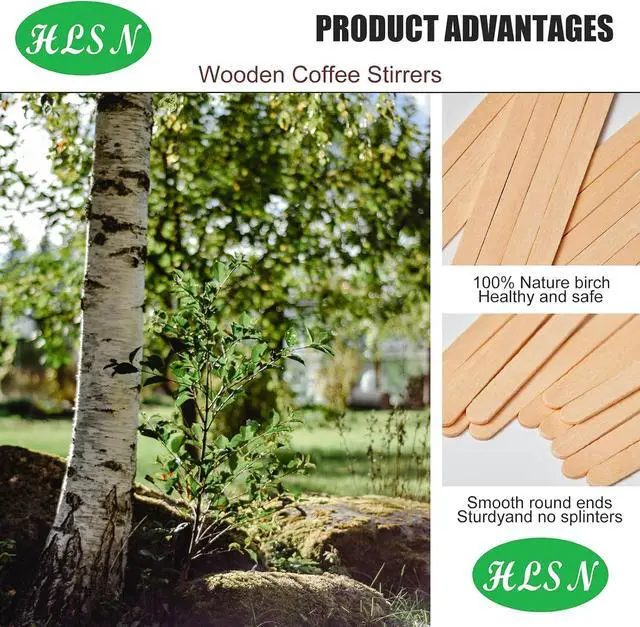 Alt view image 2 of 7 - Wooden Coffee Stirrers 5.5 Inch, 1000 Count, Disposable Coffee Stir Sticks