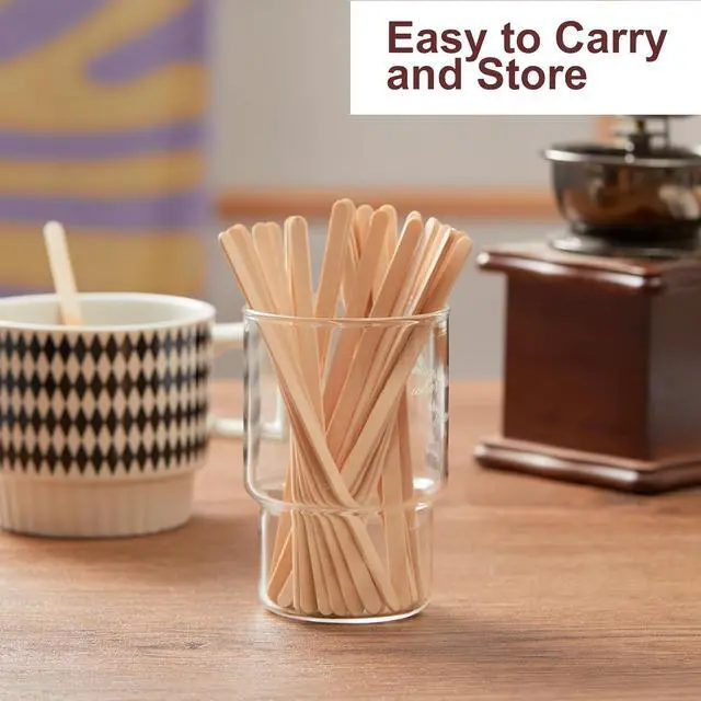 Alt view image 3 of 7 - Wooden Coffee Stirrers 5.5 Inch, 1000 Count, Disposable Coffee Stir Sticks