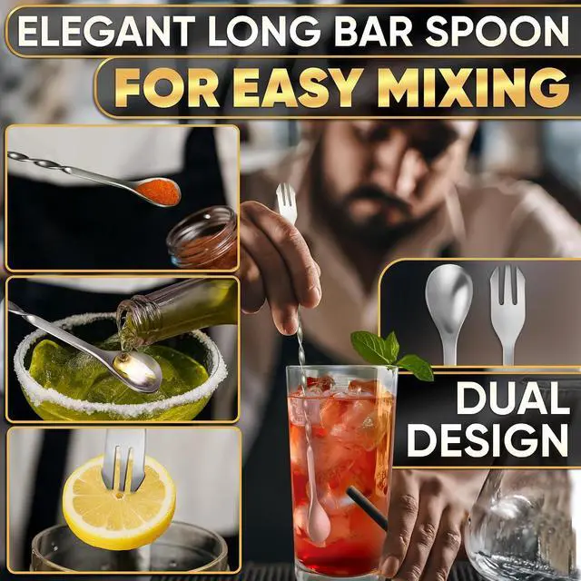 Alt view image 5 of 7 - 3-in-1 Cocktail Muddler and Bar Spoon Set, Stainless Steel, 10 in