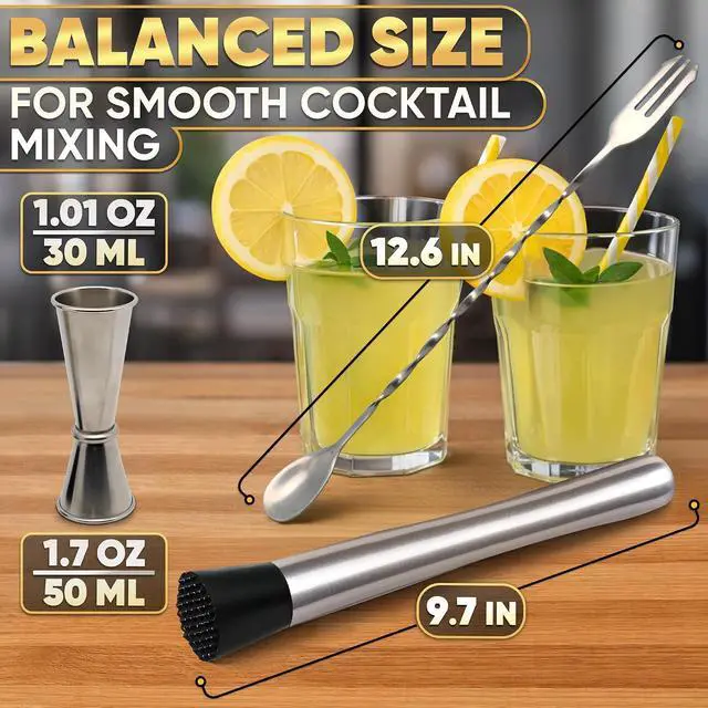 Alt view image 2 of 7 - 3 Pcs Muddler for Cocktails Set, Rust-Resistant, Sturdy Head