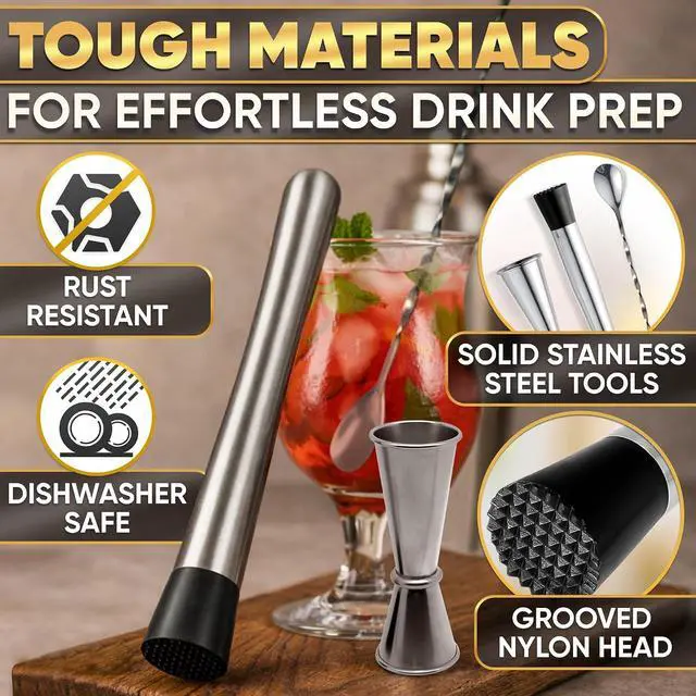 Alt view image 3 of 7 - 3 Pcs Muddler for Cocktails Set, Rust-Resistant, Sturdy Head