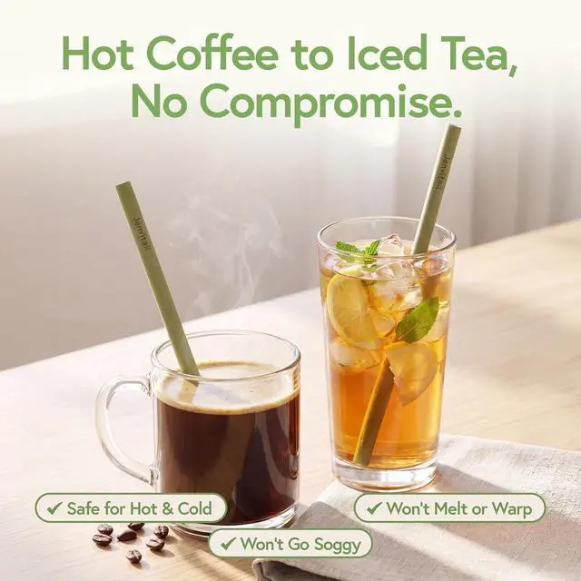 Alt view image 4 of 7 - Jenvita 100% Bamboo Straws, 10 Pack, 8 Inch Reusable with Cleaner