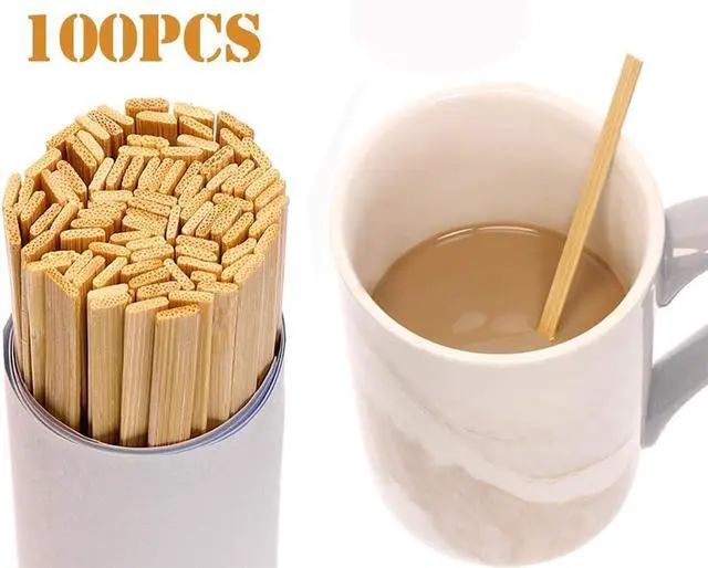 Alt view image 2 of 6 - Mini Skater 5.4 Inch Bamboo Coffee Stirrers Eco Friendly Biodegradable Stir Sticks for Tea Hot Cold Beverages (100)
