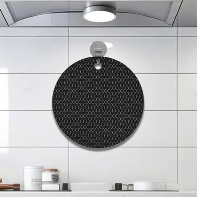 Alt view image 6 of 7 - TENOC Silicone Non-Slip, Heat Resistant & Water-Trapping Trivet Mats for Hot Pots & Pans & Dishes & Cookware, Multipurpose Kitchen Table Coaster, 7.1 Inch, Black