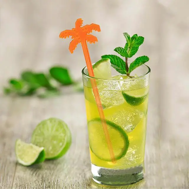 Alt view image 4 of 7 - 50 Pcs Fun Plastic Cocktail Swizzle Sticks Tropical Palm Tree Shaped Cocktail Ice Drink Stirrers for Cocktail Juices Chocolate Milk