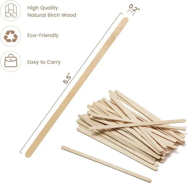 Main image of 500 Wooden Coffee Stirrers - Biodegradable 5.5" Coffee Stirrers Wood, Coffee Mixer Stick, Disposable Coffee Stirs, Stirring Sticks - BPA free Round-End Birch Wooden Stir Sticks For Coffee Bar