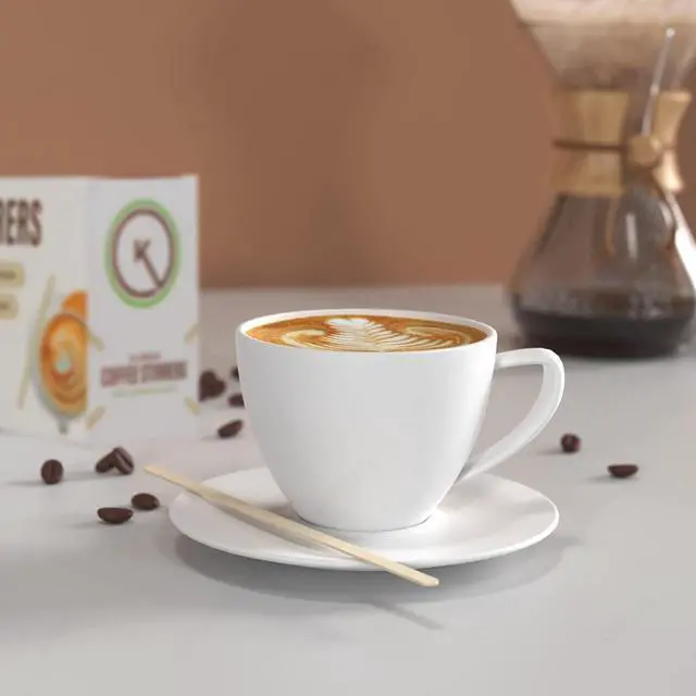 Alt view image 3 of 6 - 500 Wooden Coffee Stirrers - Biodegradable 5.5" Coffee Stirrers Wood, Coffee Mixer Stick, Disposable Coffee Stirs, Stirring Sticks - BPA free Round-End Birch Wooden Stir Sticks For Coffee Bar