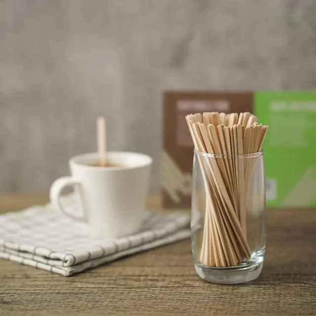 Alt view image 4 of 6 - 500 Wooden Coffee Stirrers - Biodegradable 5.5" Coffee Stirrers Wood, Coffee Mixer Stick, Disposable Coffee Stirs, Stirring Sticks - BPA free Round-End Birch Wooden Stir Sticks For Coffee Bar