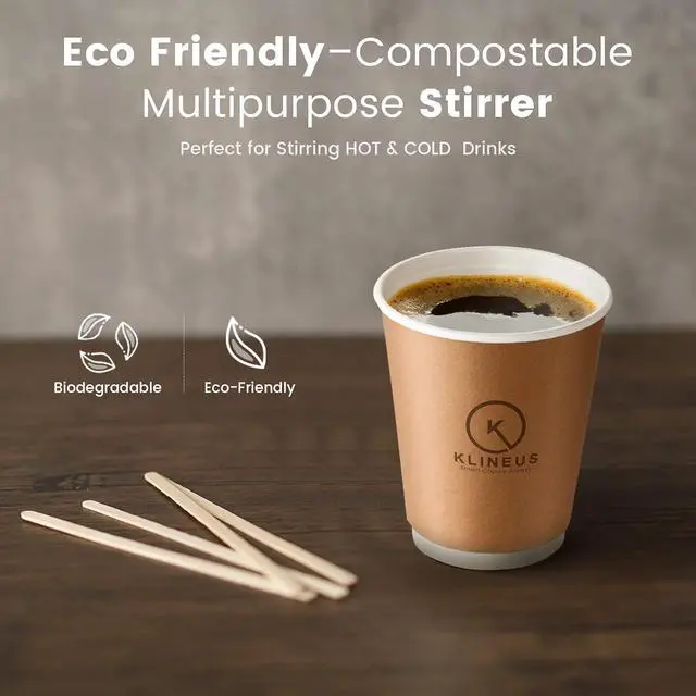 Alt view image 5 of 6 - 500 Wooden Coffee Stirrers - Biodegradable 5.5" Coffee Stirrers Wood, Coffee Mixer Stick, Disposable Coffee Stirs, Stirring Sticks - BPA free Round-End Birch Wooden Stir Sticks For Coffee Bar