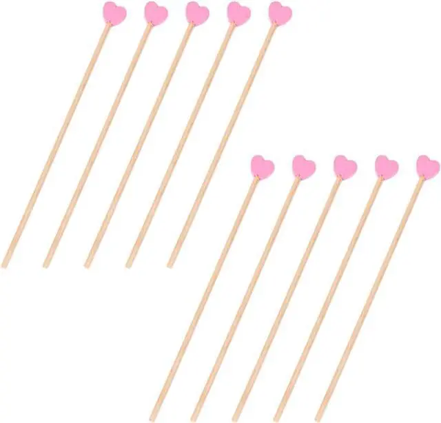 Main image of 100 Pieces Disposable Wooden Coffee Stirrers Pink Heart Wooden Coffee Stir Sticks Wooden Stirrers Wooden Drink Stirrer Sticks for Coffee Cocktail Milk Beverage, 6.1 Inches