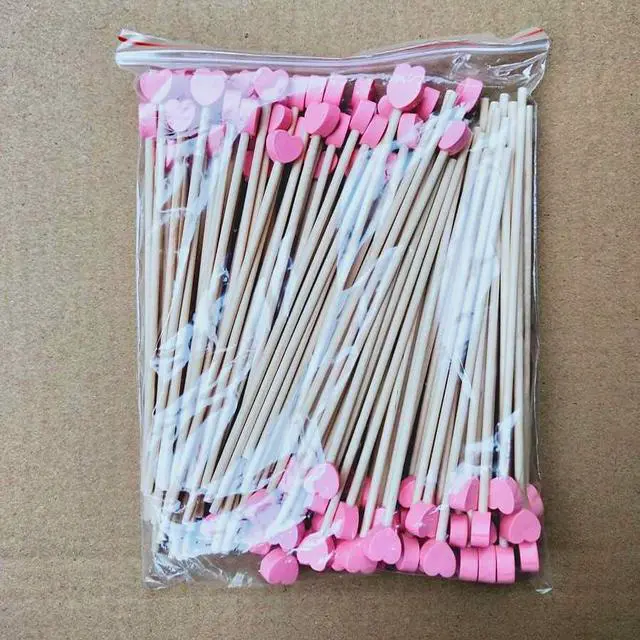 Alt view image 4 of 5 - 100 Pieces Disposable Wooden Coffee Stirrers Pink Heart Wooden Coffee Stir Sticks Wooden Stirrers Wooden Drink Stirrer Sticks for Coffee Cocktail Milk Beverage, 6.1 Inches
