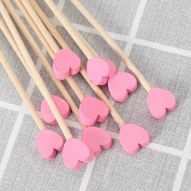 Alt view image 3 of 5 - 100 Pieces Disposable Wooden Coffee Stirrers Pink Heart Wooden Coffee Stir Sticks Wooden Stirrers Wooden Drink Stirrer Sticks for Coffee Cocktail Milk Beverage, 6.1 Inches