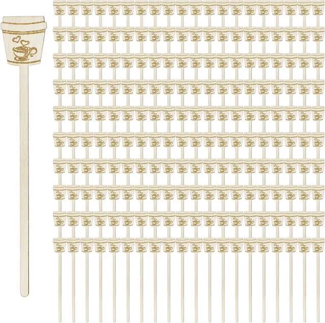 Main image of 200 Pieces Disposable Wooden Coffee Stirrers, 6 Inch