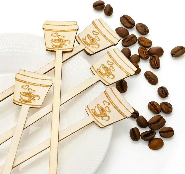 Alt view image 4 of 7 - 200 Pieces Disposable Wooden Coffee Stirrers, 6 Inch