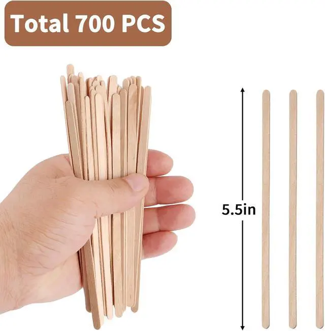 Alt view image 2 of 7 - MOWPOG 700 Pcs Natural Wooden Coffee Stirrers, 5.5" Disposable Stir Sticks