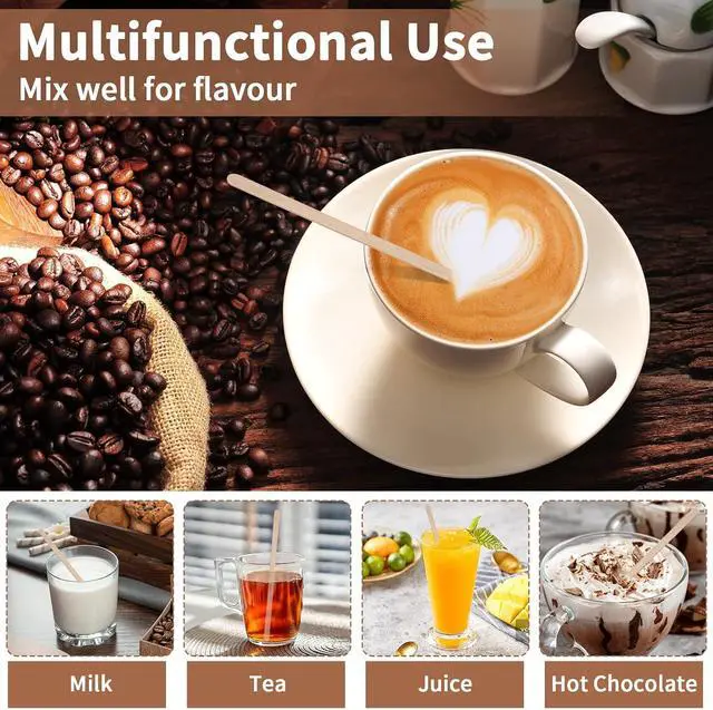 Alt view image 6 of 7 - MOWPOG 700 Pcs Natural Wooden Coffee Stirrers, 5.5" Disposable Stir Sticks
