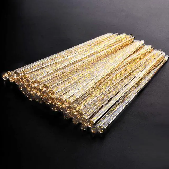 Alt view image 6 of 7 - Ball Head Stirrer Disposible Plastic Round Top Crystal Swizzle Sticks, Crystal Cake Pops, Cocktail Coffee Drink Stirrers 100 Pieces (Clear Gold Glitter)